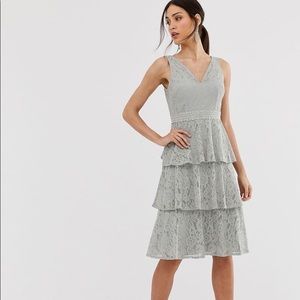 Little Mistress Pace Grey Tiered Midi dress